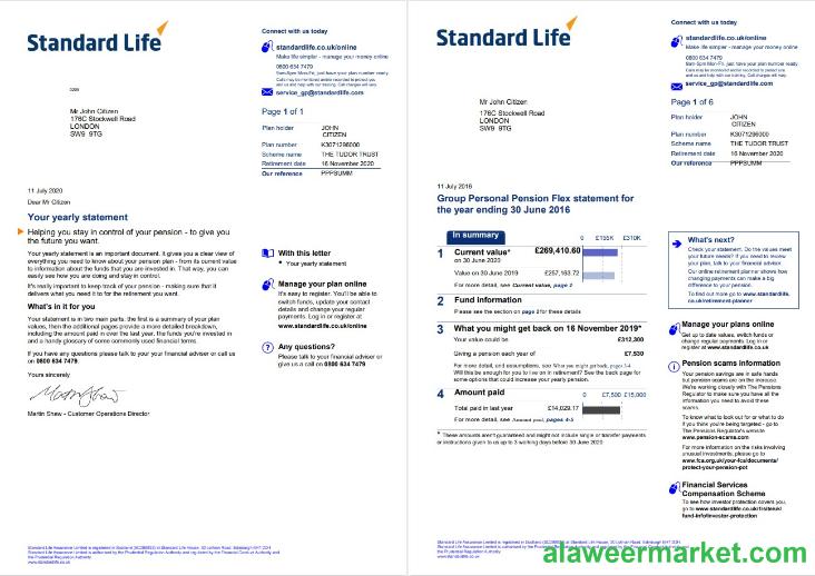 United Kingdom Standard Life utility bill template in Word and PDF format, 7 pages 1 2